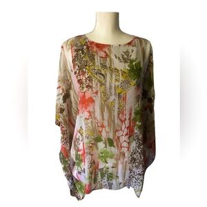 3/$15 Alia Floral Flowy Blouse / Bathing Suit Cover Up - Tropical Print Womens S